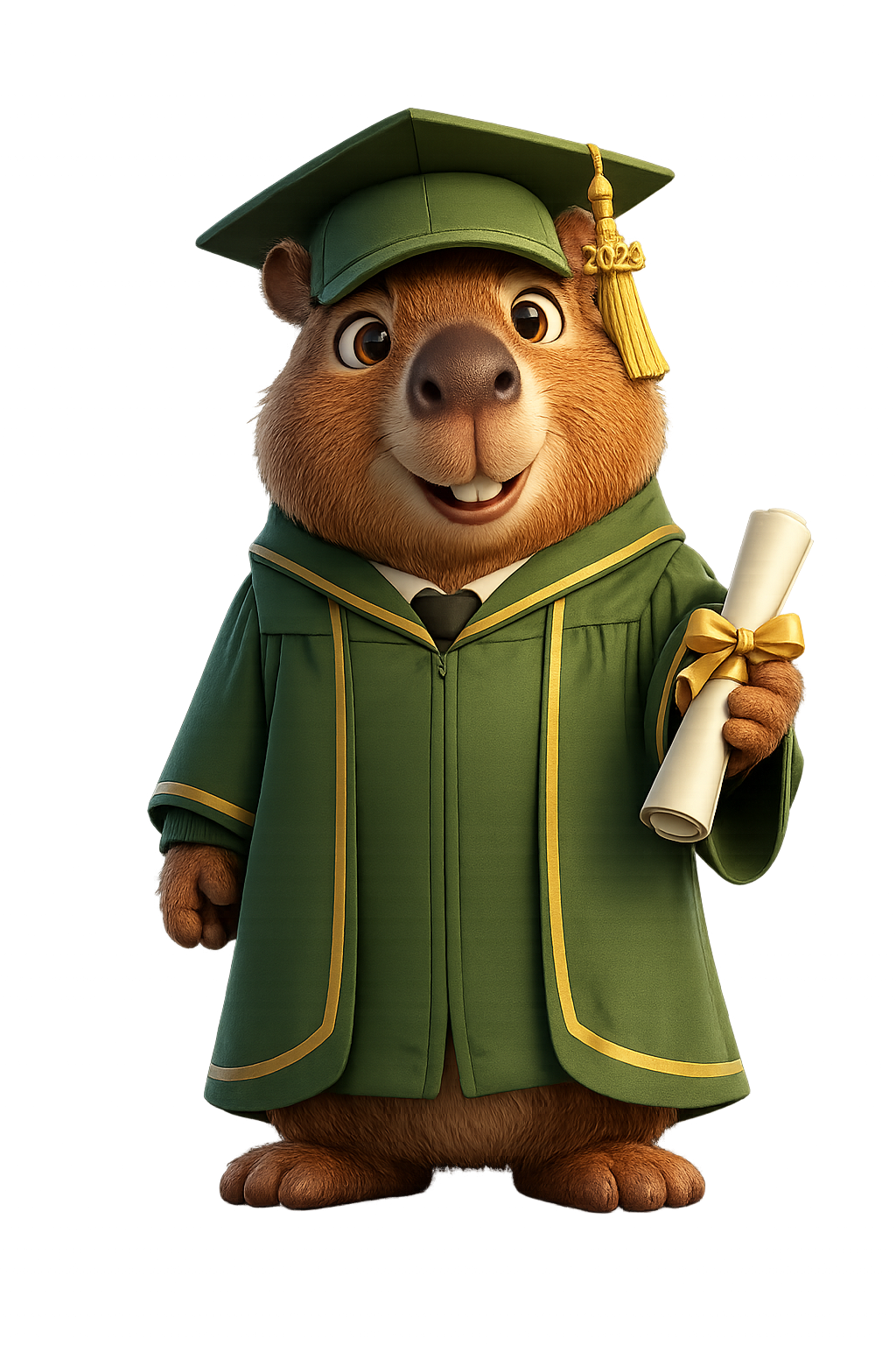 Mascota Domun graduada con certificado