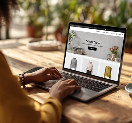 Persona usando la tienda en el portátil